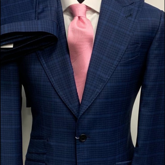 Navy plaid Neapolitan super 150 wool suit